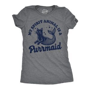 Womens Funny T Shirts My Spirit Animal Is A Purrmaid Sarcastic Kitten Graphic